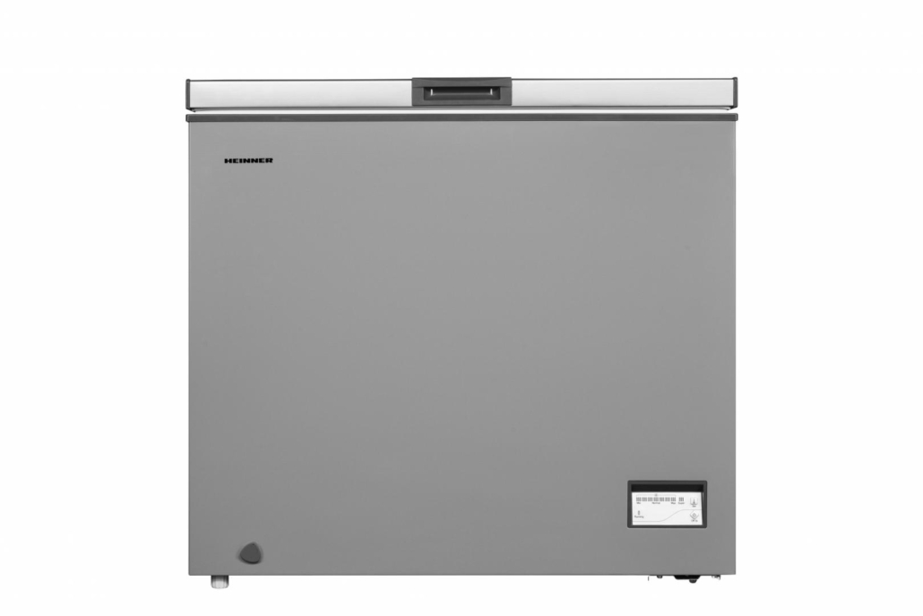Lada frigorifica Heinner HCF-205NHSE++, capacitate 200 litri, electronic, clasa E, motor inverter, argintiu
